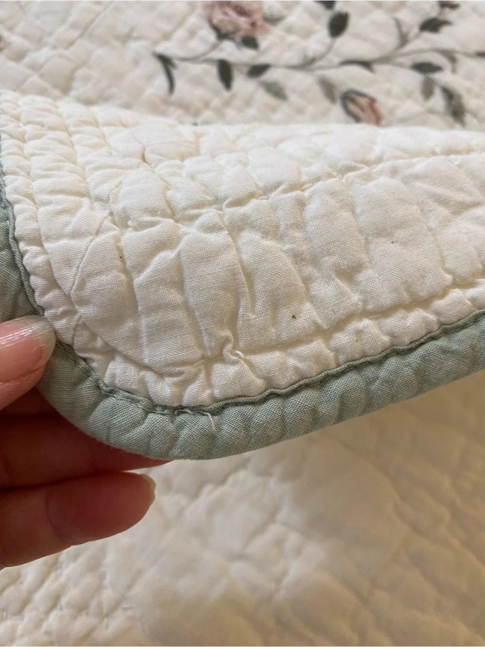 Better Homes And Gardens Cream Quilted Bedspread with Blush Rose Accents